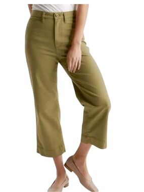 NWOT Quince High Rise Stretch Cotton Twill Wide-Leg Crop Pants Size 32 -12 or 14